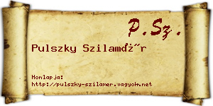 Pulszky Szilamér névjegykártya